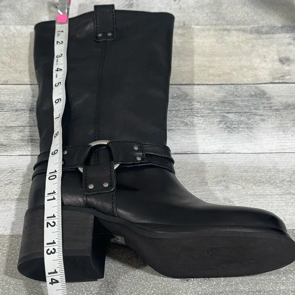 free people Anok Harness Moto Boots in Black Distressed Leather - Sz - 7 - Picture 10 of 13